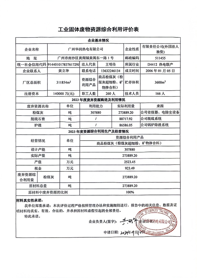 广州华润热电有限公司2023年工业固体废物资源综合利用评价表.JPG